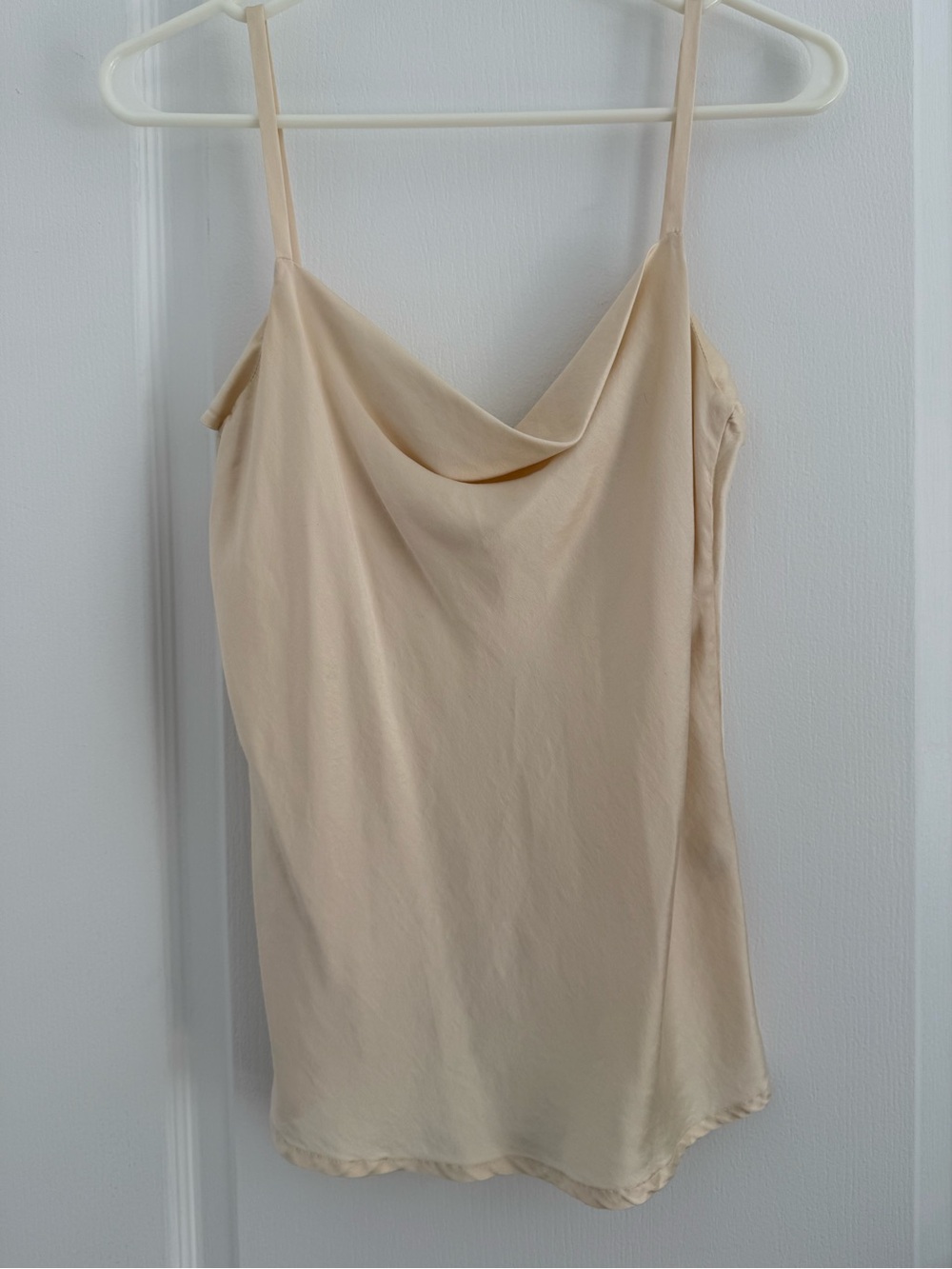 Alfred Sung 100% Silk Cowl Neck Tank Top, Off-White, Size 10, Made in Canada